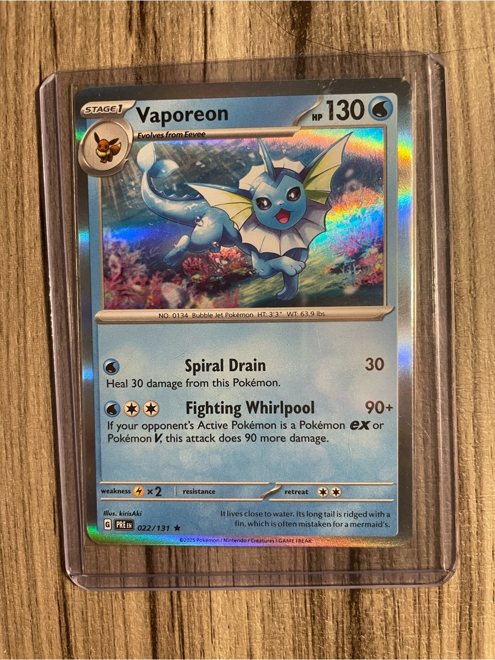 Vaporeon 022/131 Rare Holo card from the 2025 Pokémon TCG: